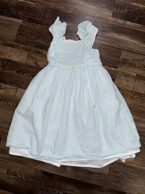 Edgehill Collection Pale Blue Smocked Ruffle Strap Dress